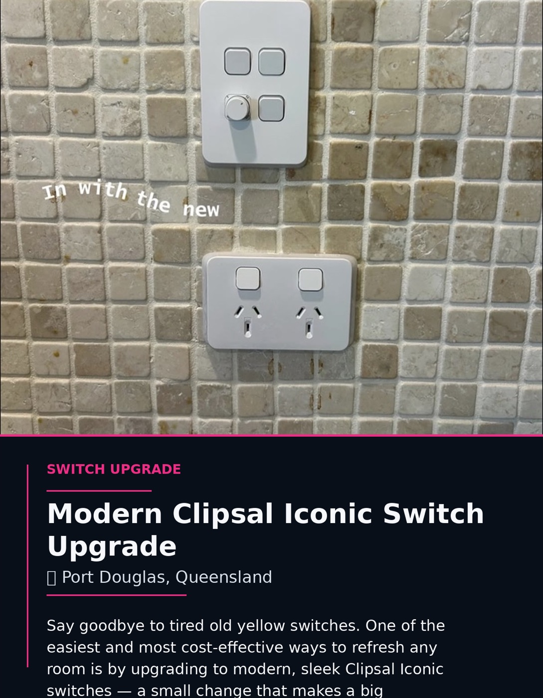 Modern Clipsal Iconic switch upgrade